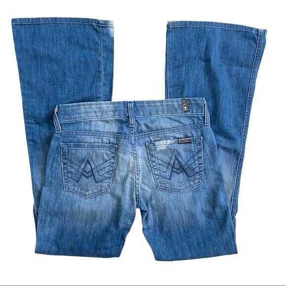 7FAMK Bootcut Jeans SZ 26P Lexie Low Rise Bleached Denim Distressed - Picture 3 of 9